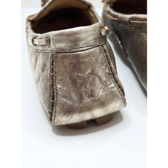 Frye Regan Campus Driver Gold Chrome Metallic Slip-on Leather Loafer Size‎ 7.5 - Picture 6 of 10